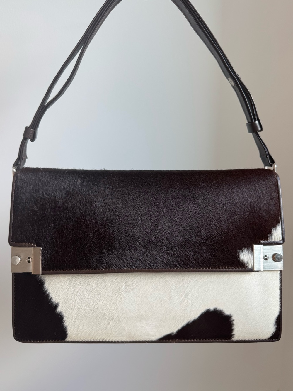 Vintage calfhair cowhide western leather shoulder bag